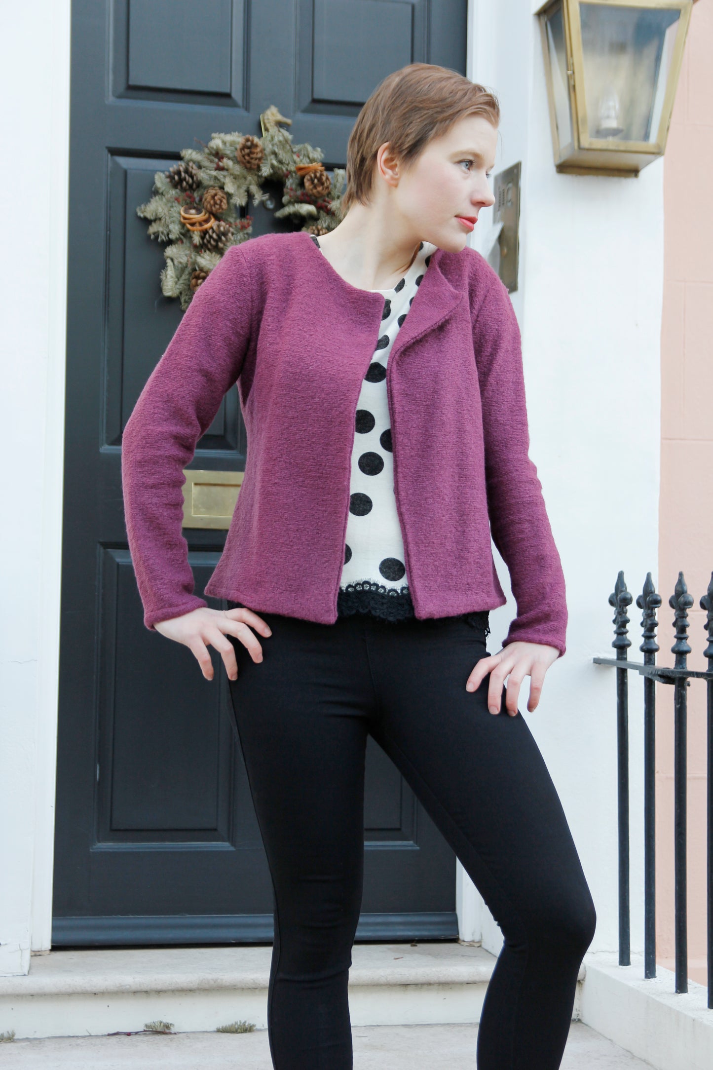 Arielle - Burgundy Wool Cardigan Jacket
