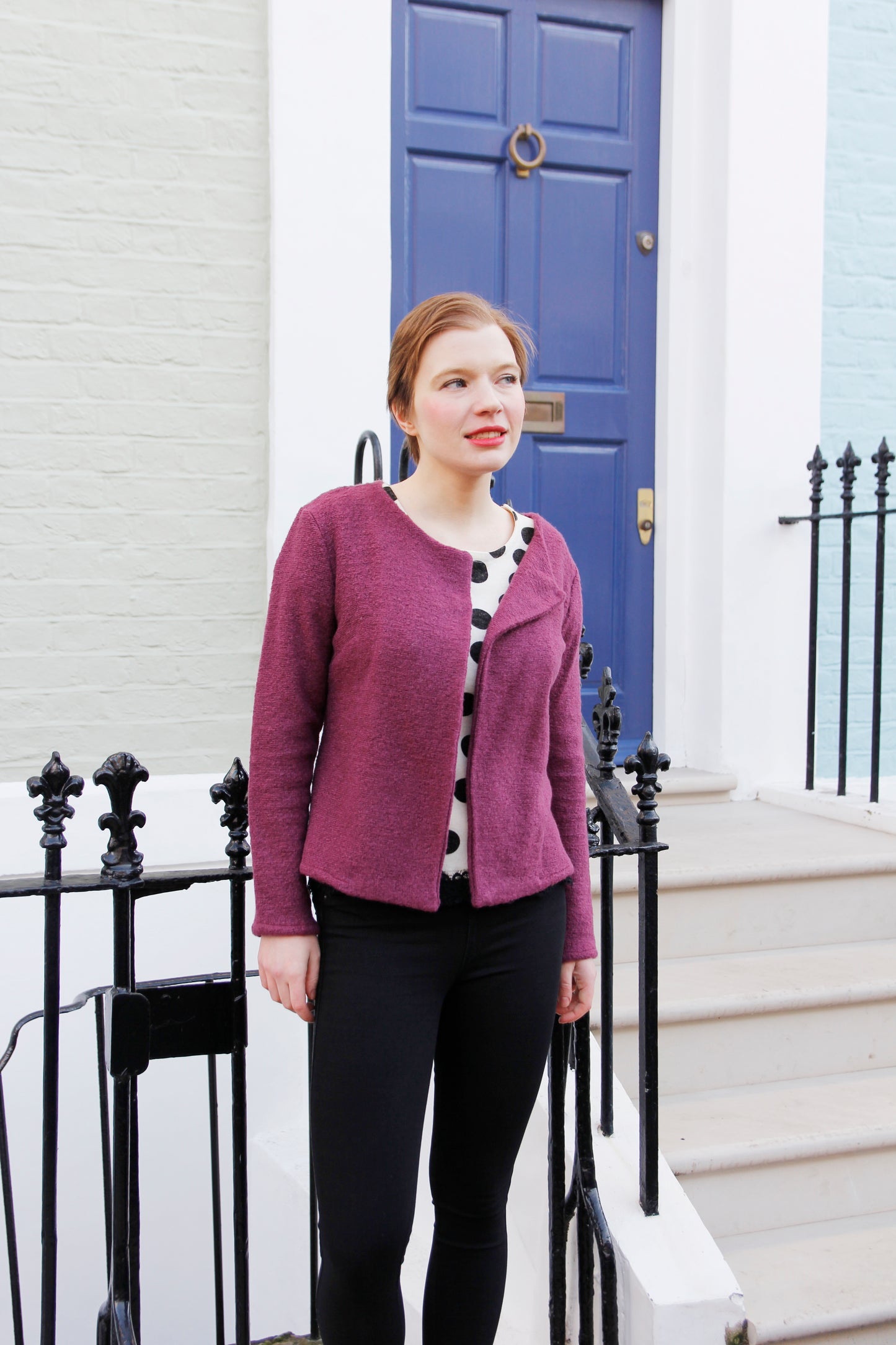 Arielle - Burgundy Wool Cardigan Jacket