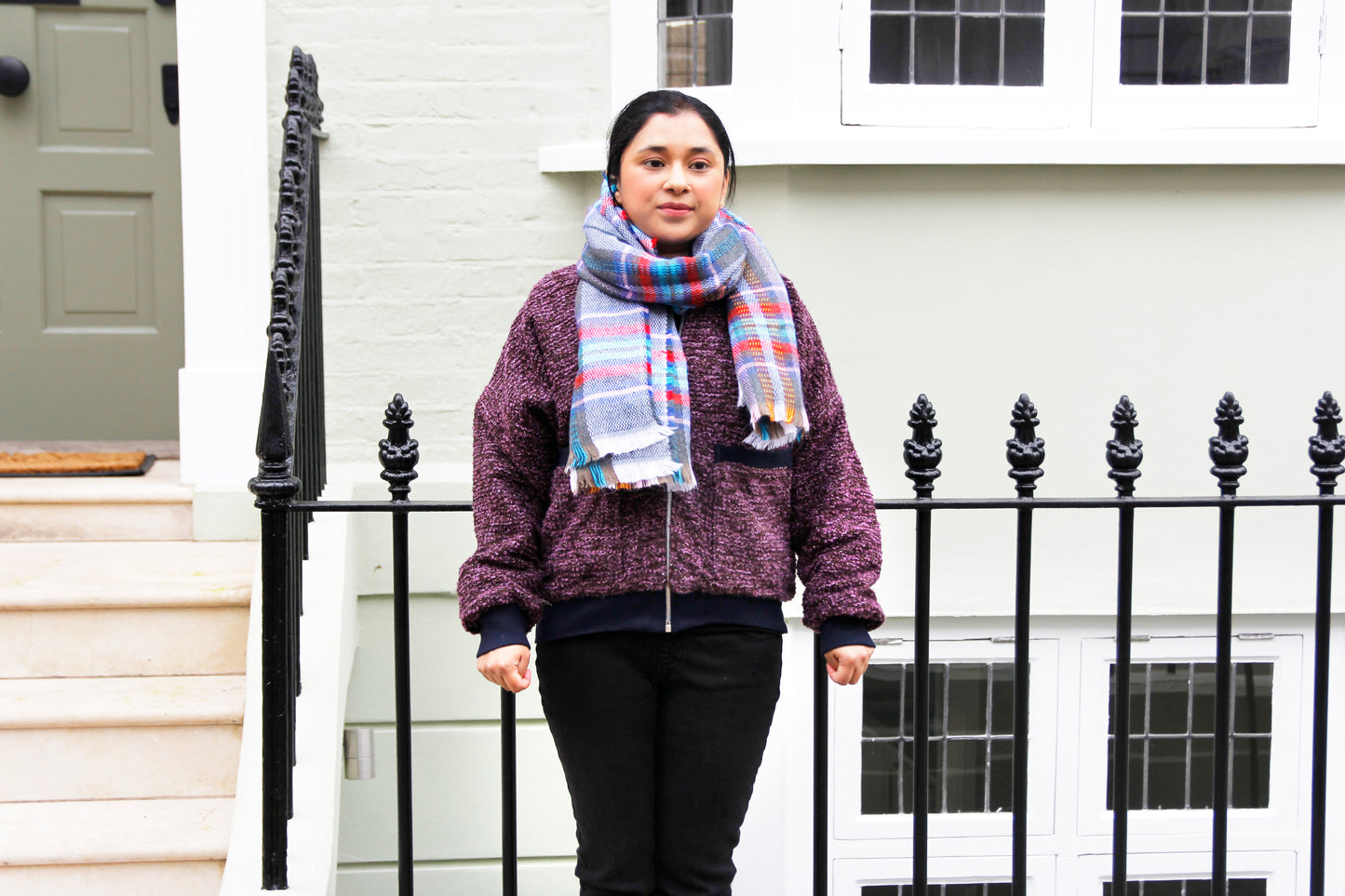 Kirsty - Burgundy Wool Blend Bomber Jacket