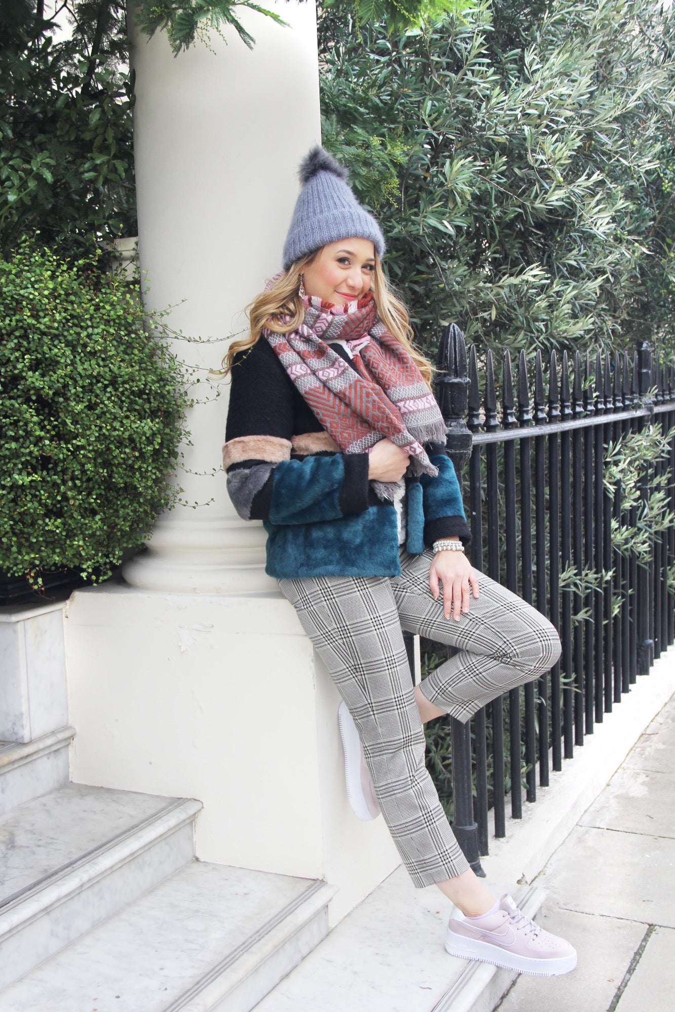 Burgundy Red and Pink Multi Colour Women's Thick Winter Scarf