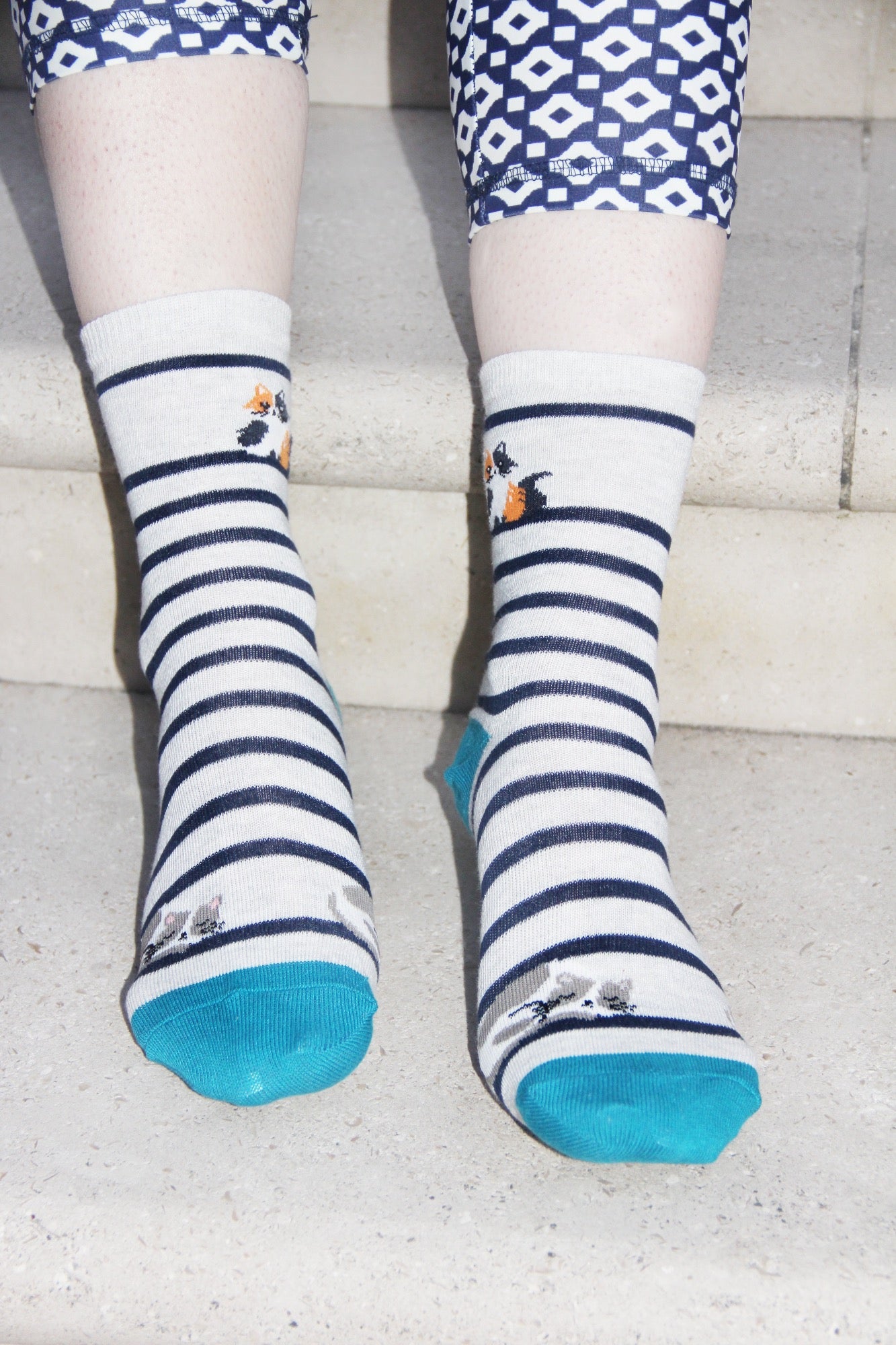 Cats Print Pale Grey Women's Socks