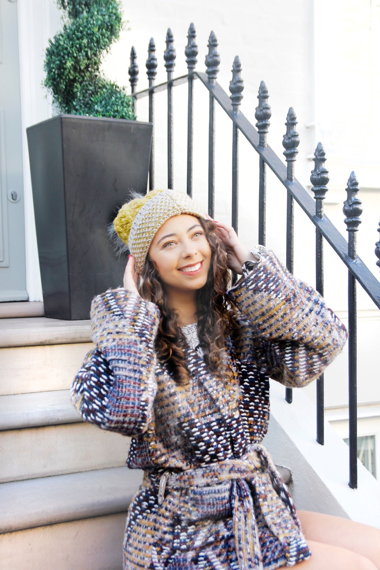 Mustard colour bobble hat