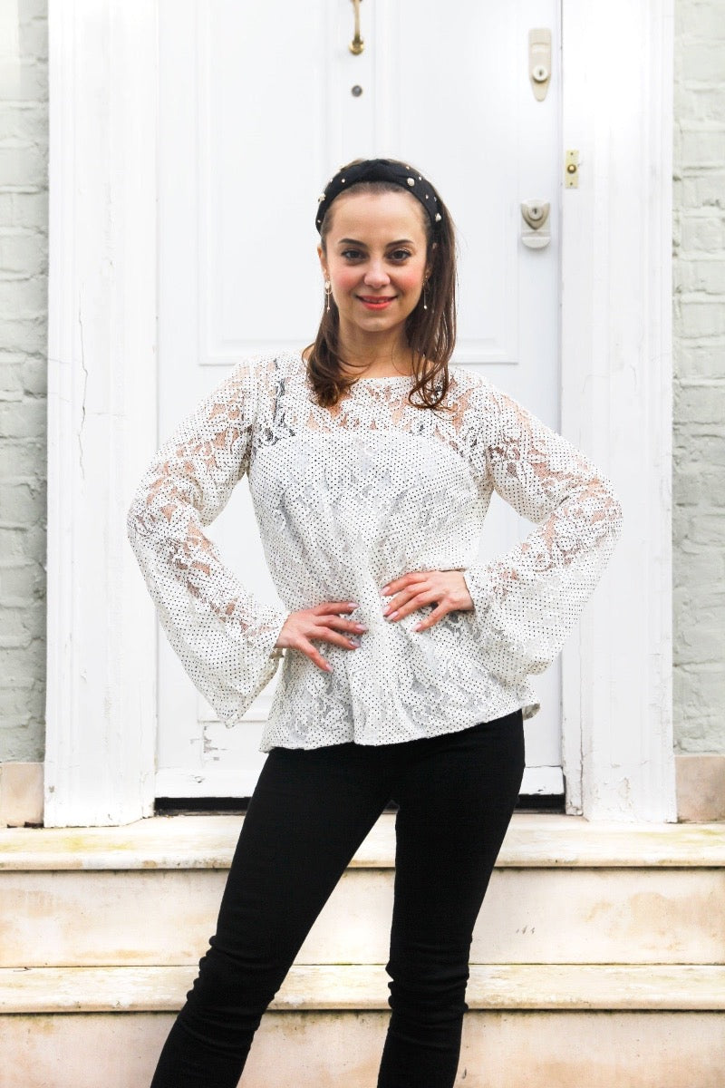 Mian Bell Sleeve Cotton Lace Blouse