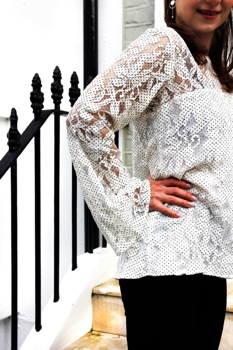 Mian Bell Sleeve Cotton Lace Blouse