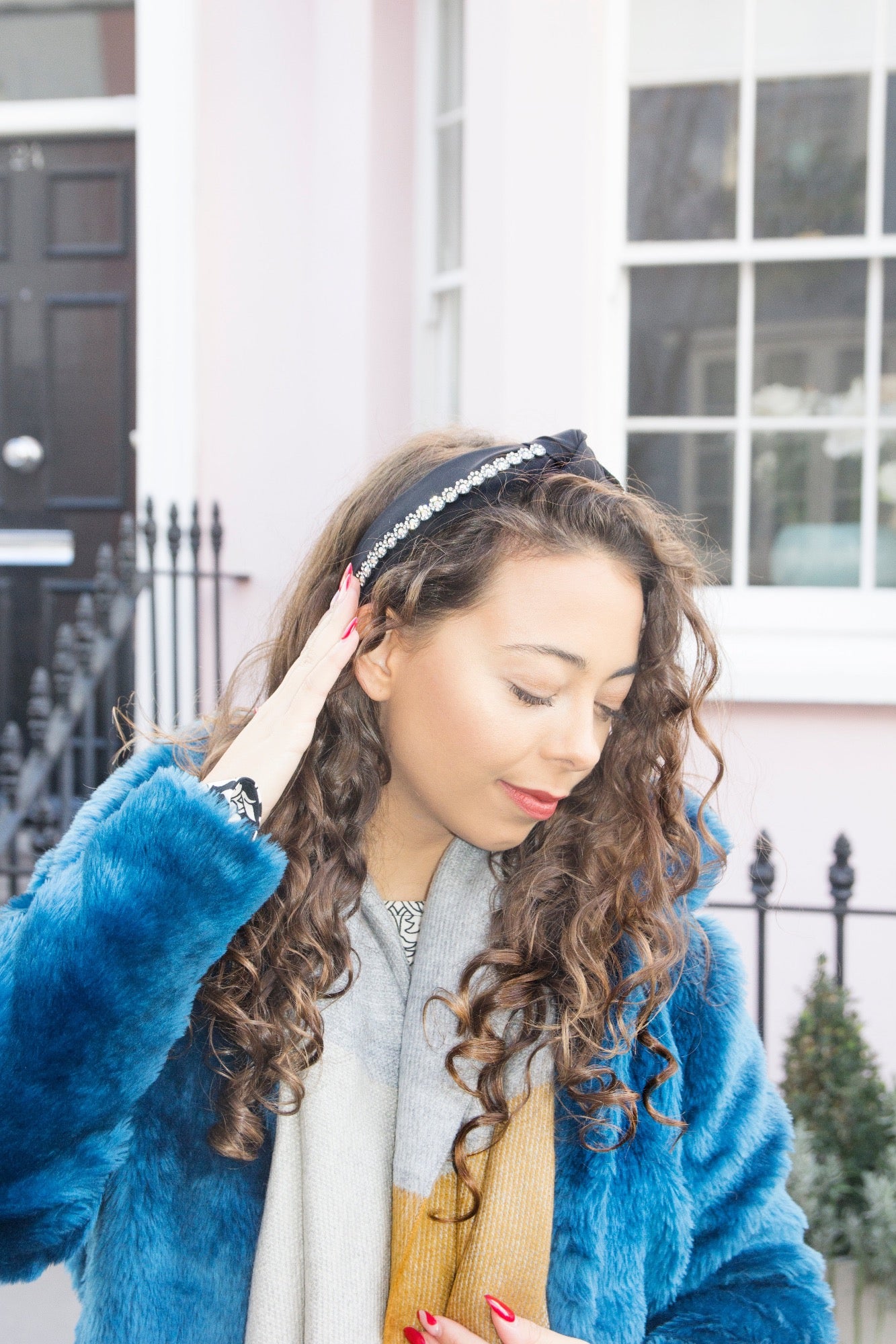 grey women's scarf