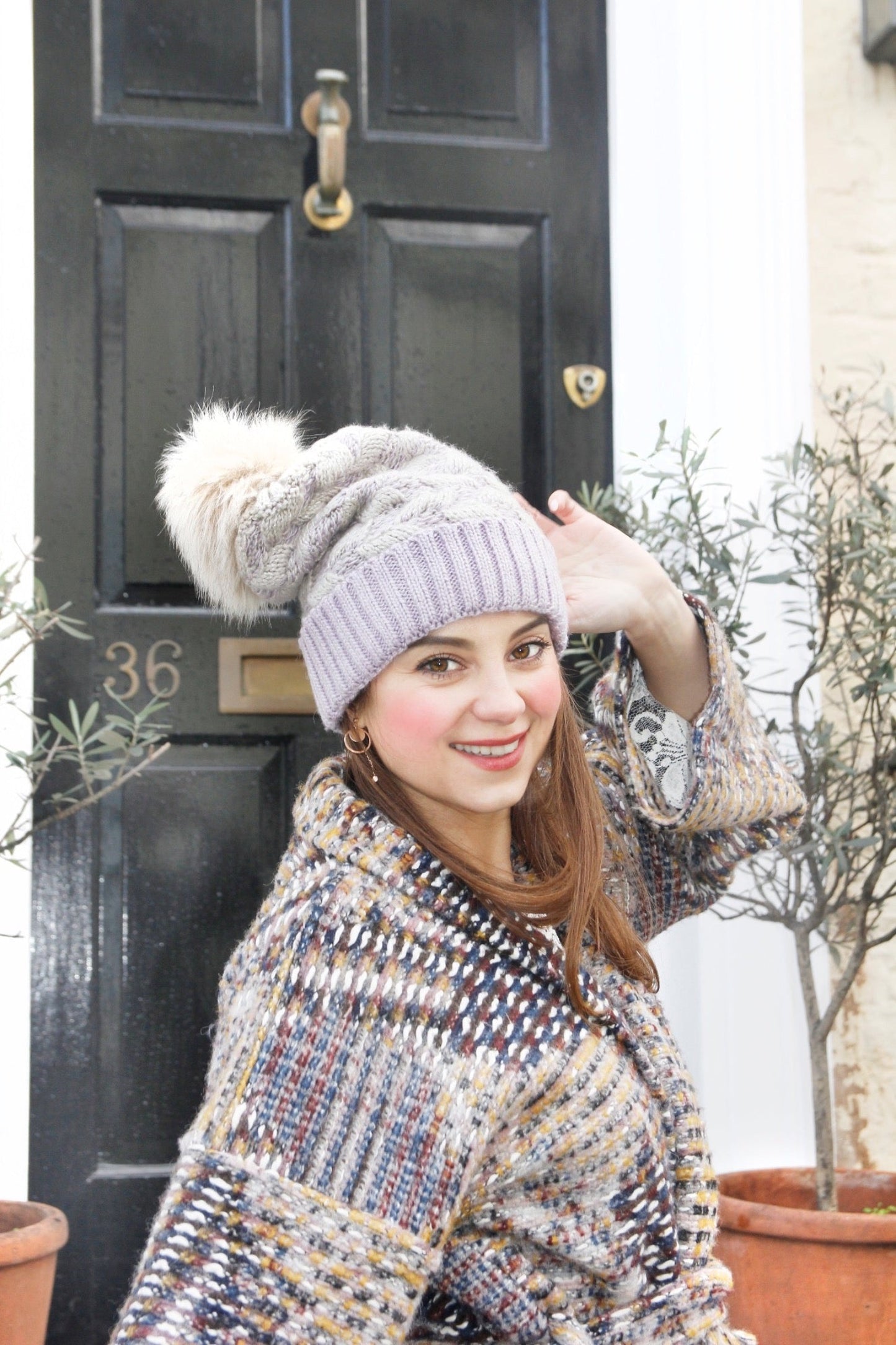 lavender knitted hat