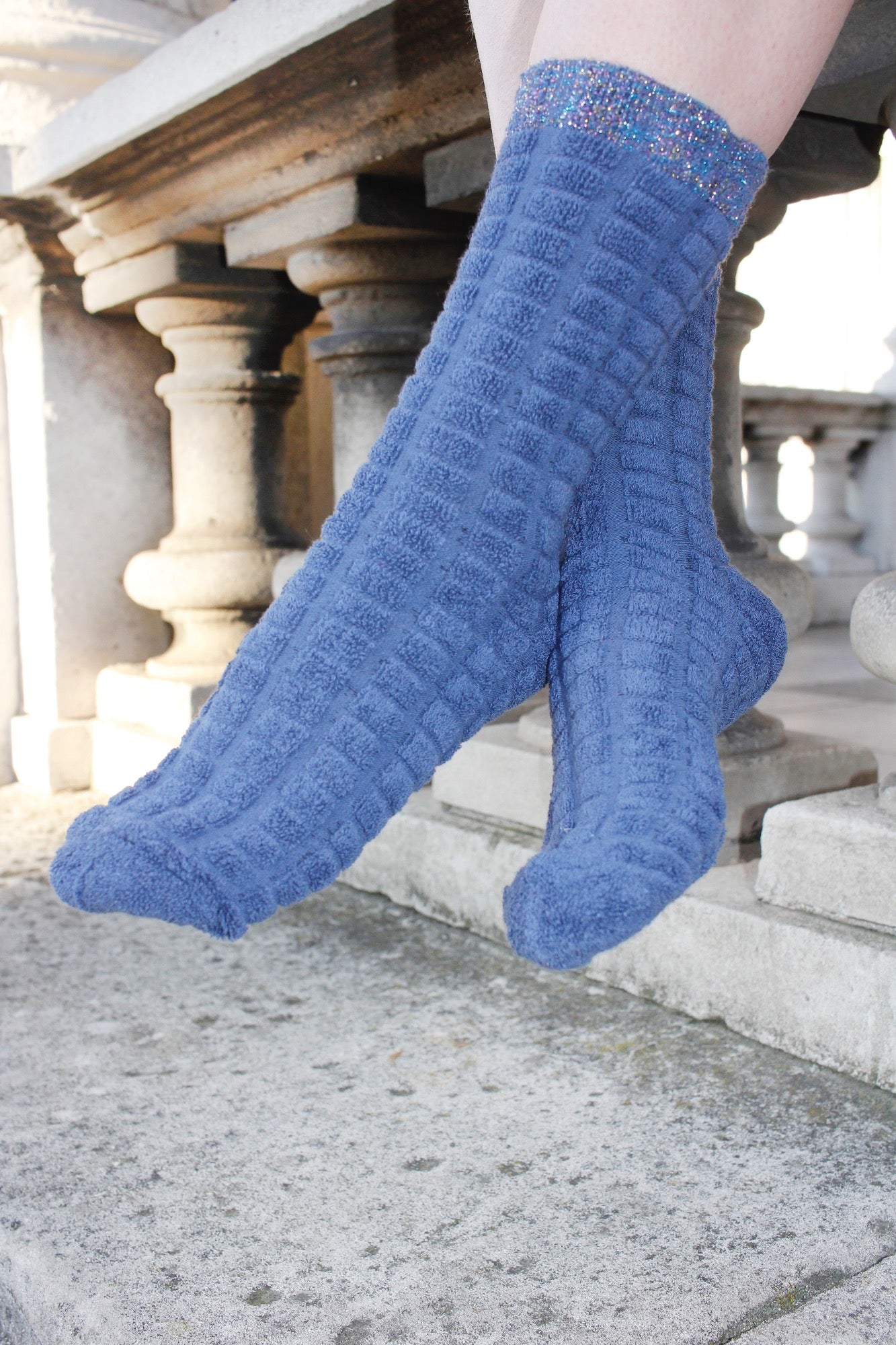 blue cotton women's socks