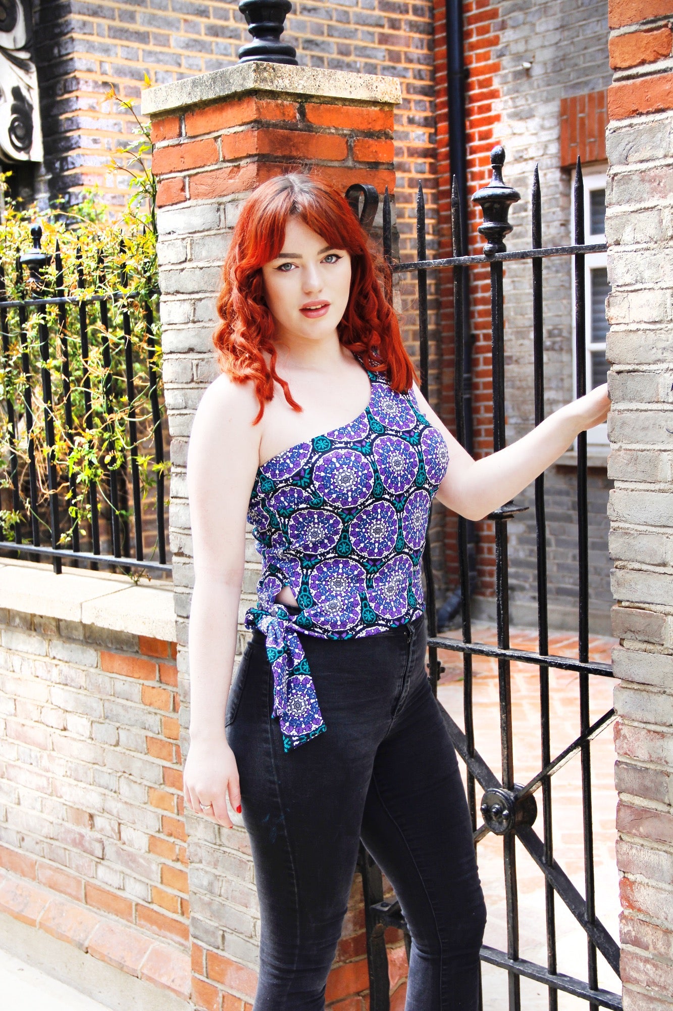 Juliane Single Shoulder Top - Multi Colour Print Jersey