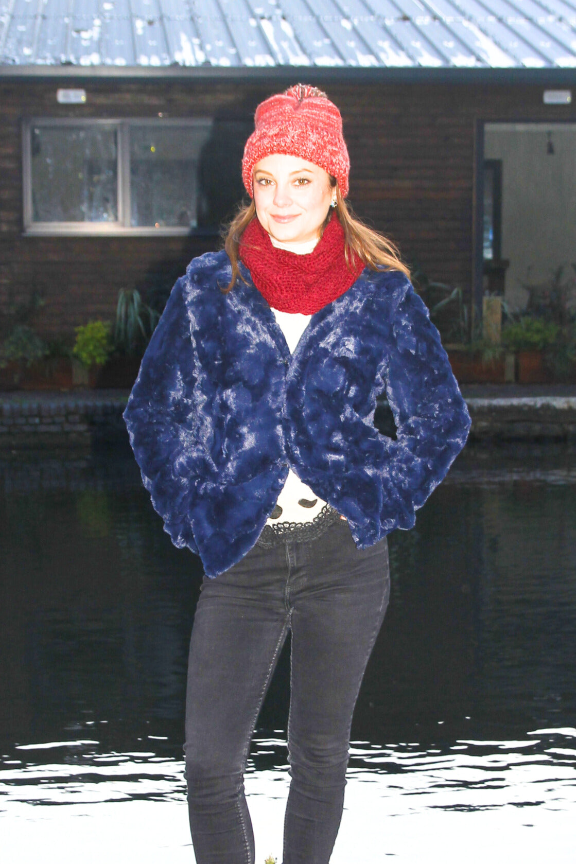 red colour winter beanie, winter hat, knitted beanie hat