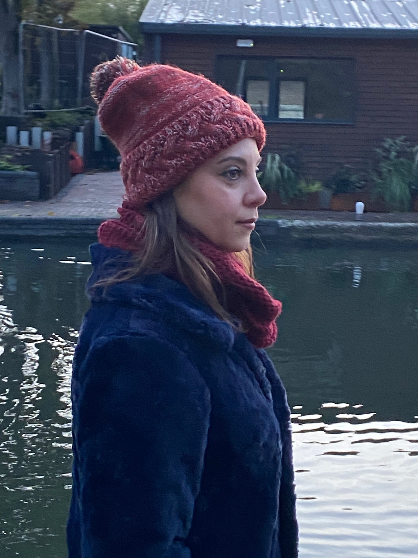 red beanie hat, knitted winter hat, women's beanie, women's knitted hat