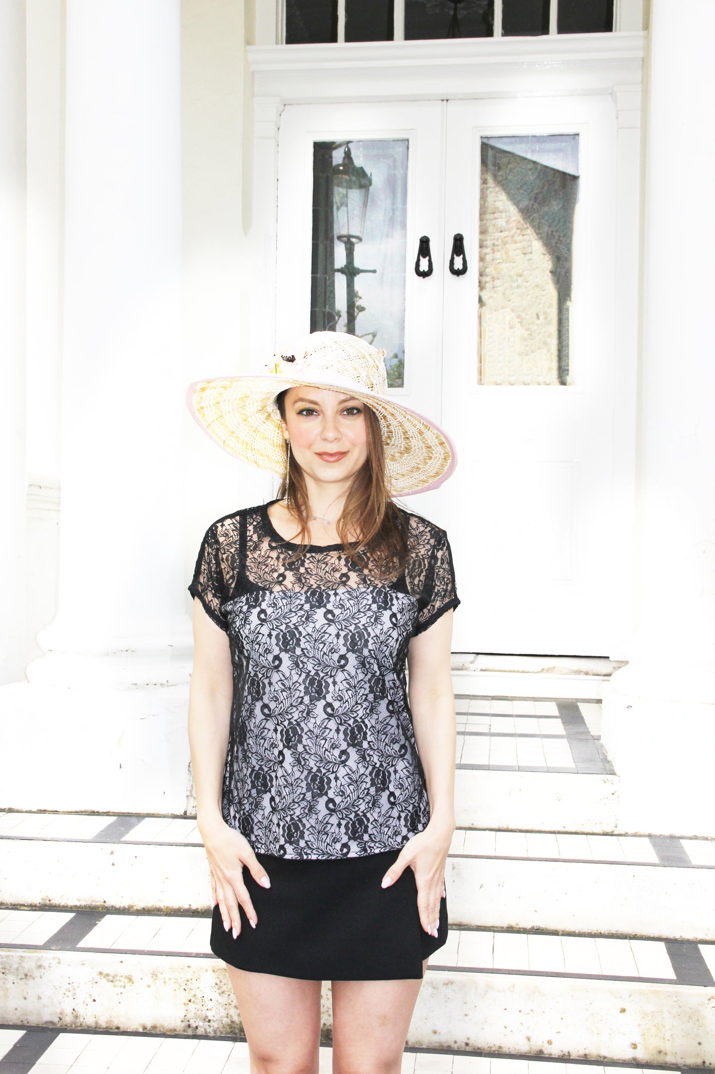 Emilia Black Lace Blouse Dropped Shoulder Sleeves