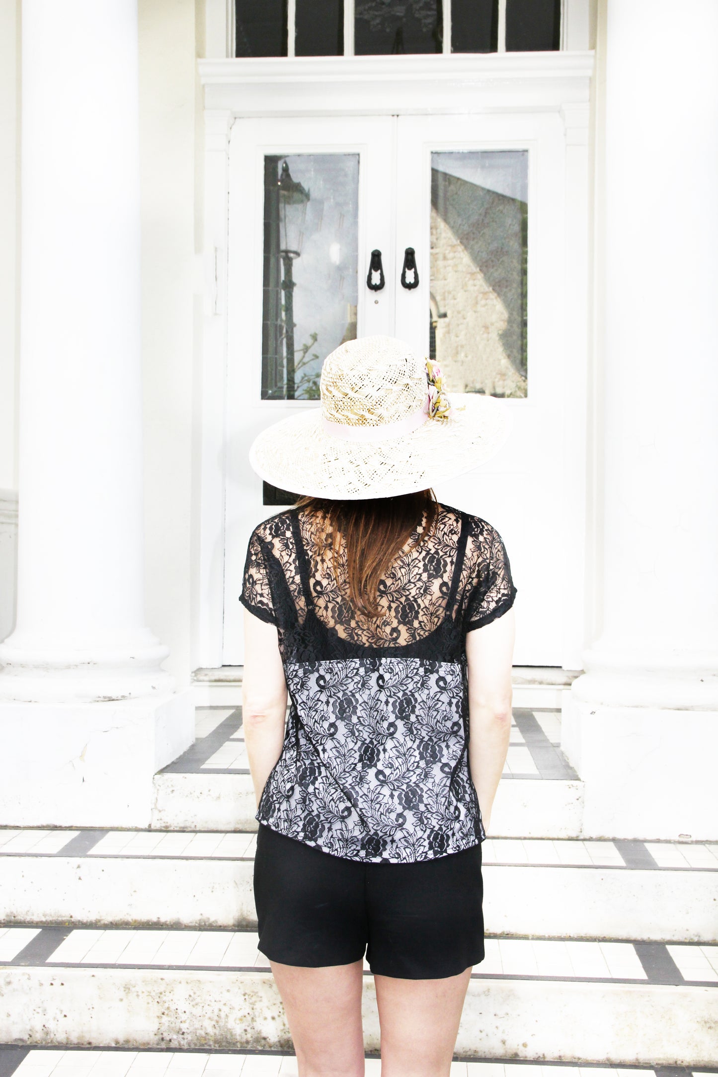 Emilia Black Lace Blouse Dropped Shoulder Sleeves