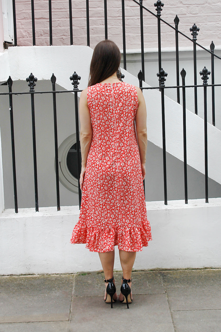 Mira - Red and White Floral Print Dress