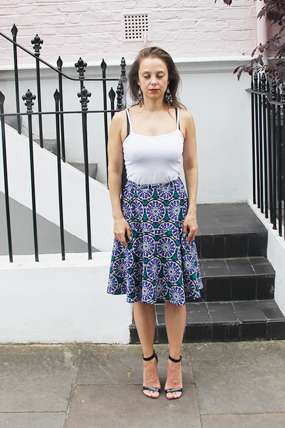 Juliette - Purple floral Jersey Skirt