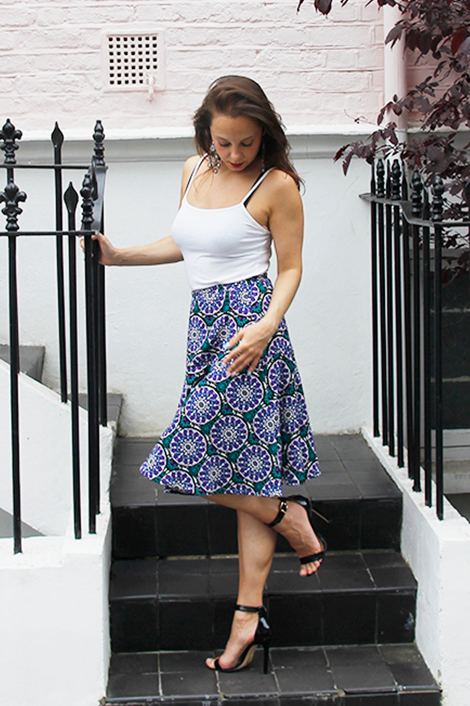 Juliette - Purple floral Jersey Skirt