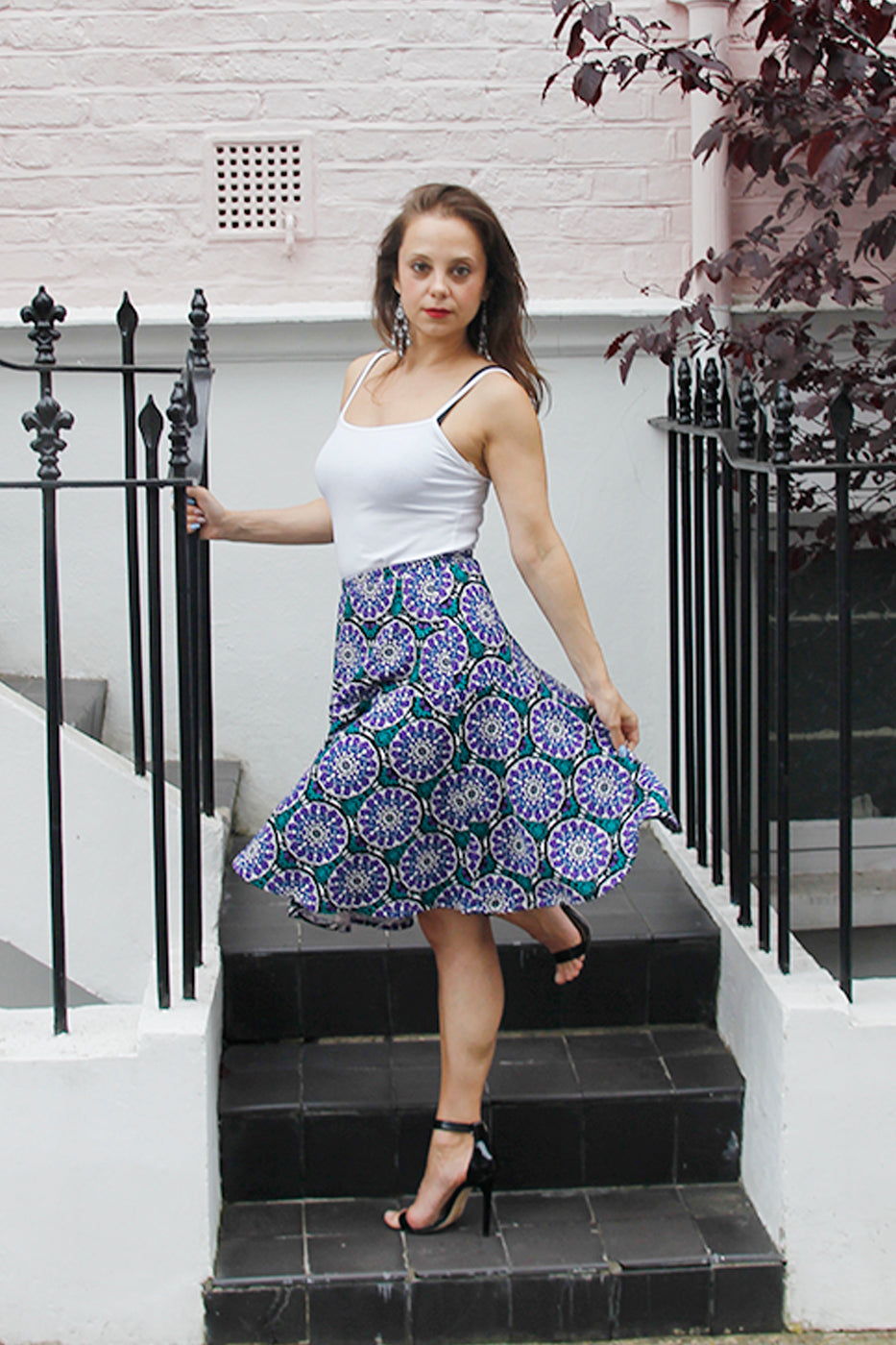 Juliette - Purple floral Jersey Skirt