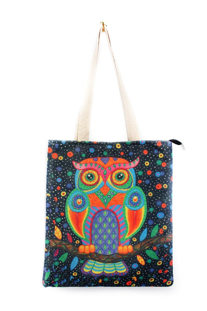 Tote Bag- Dark Blue Single Owl