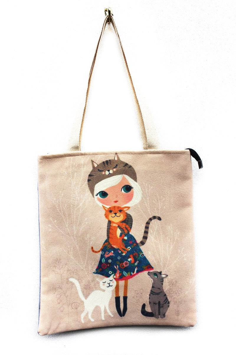 sweet cats print tote bag