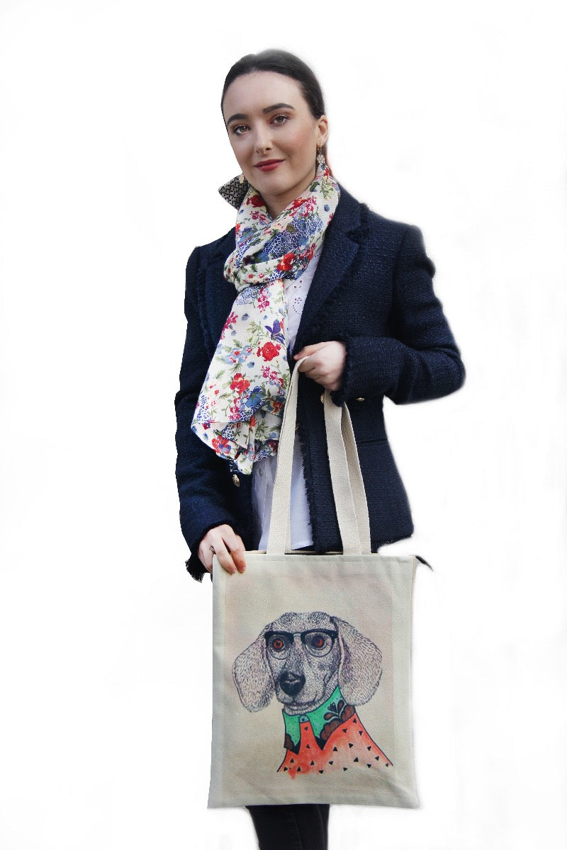 dog print everyday tote bag