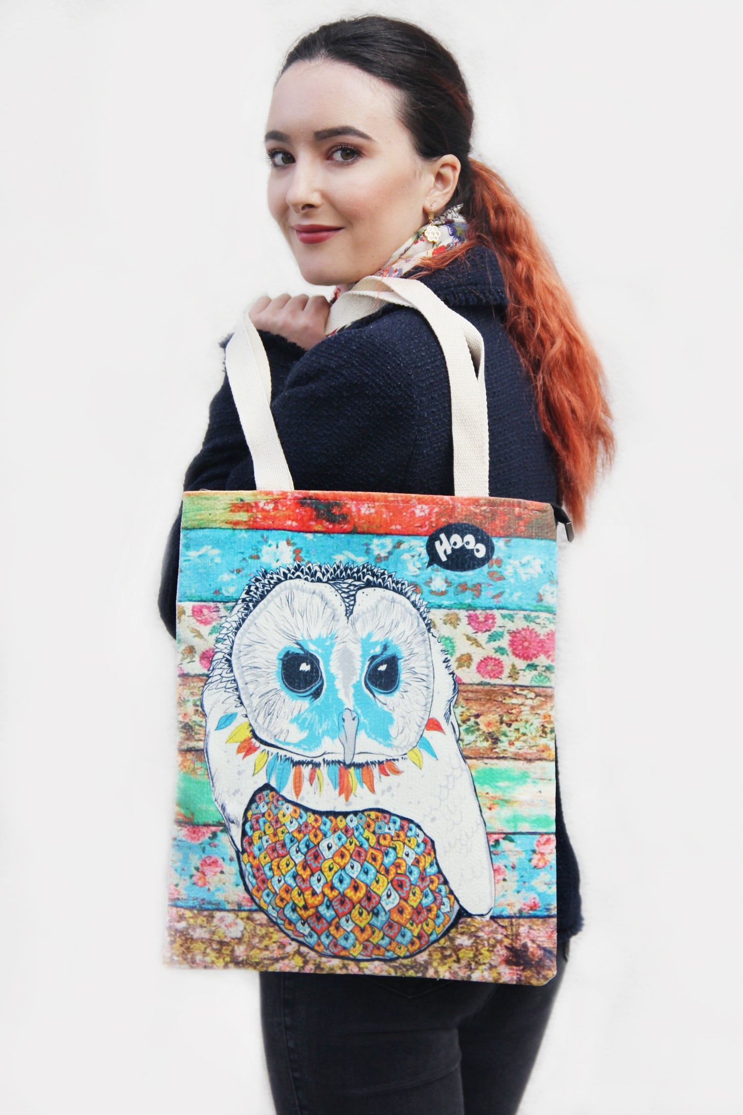 Tote Bag - Turquoise Blue Owl