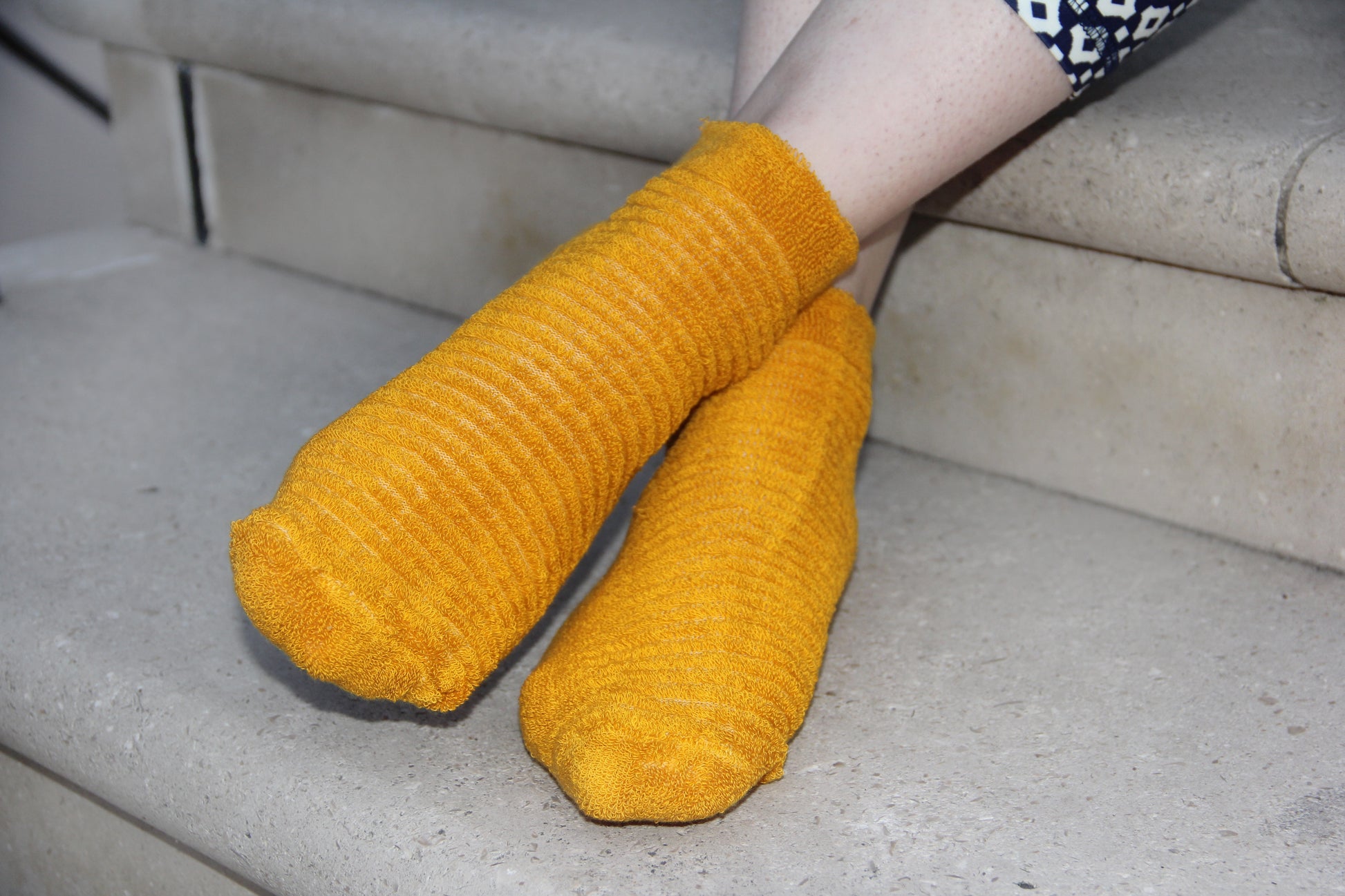 mustard colour women's cotton socks