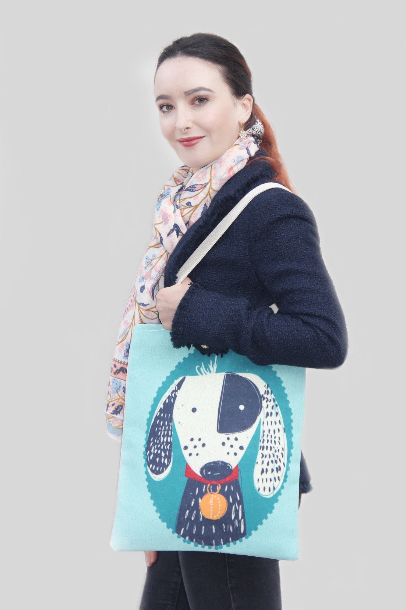 dog print functional every day tote bag