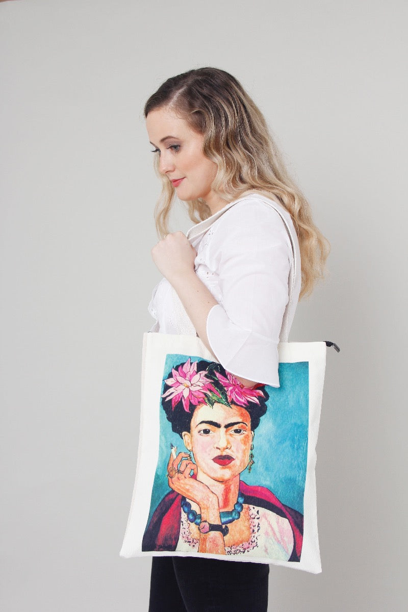 freda Kahlo smoking print shoulder bag