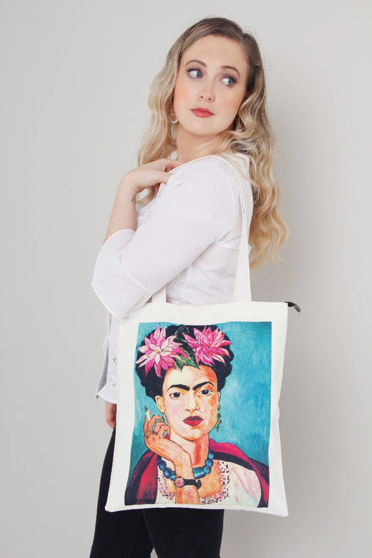 freda Kahlo smoking print tote bag