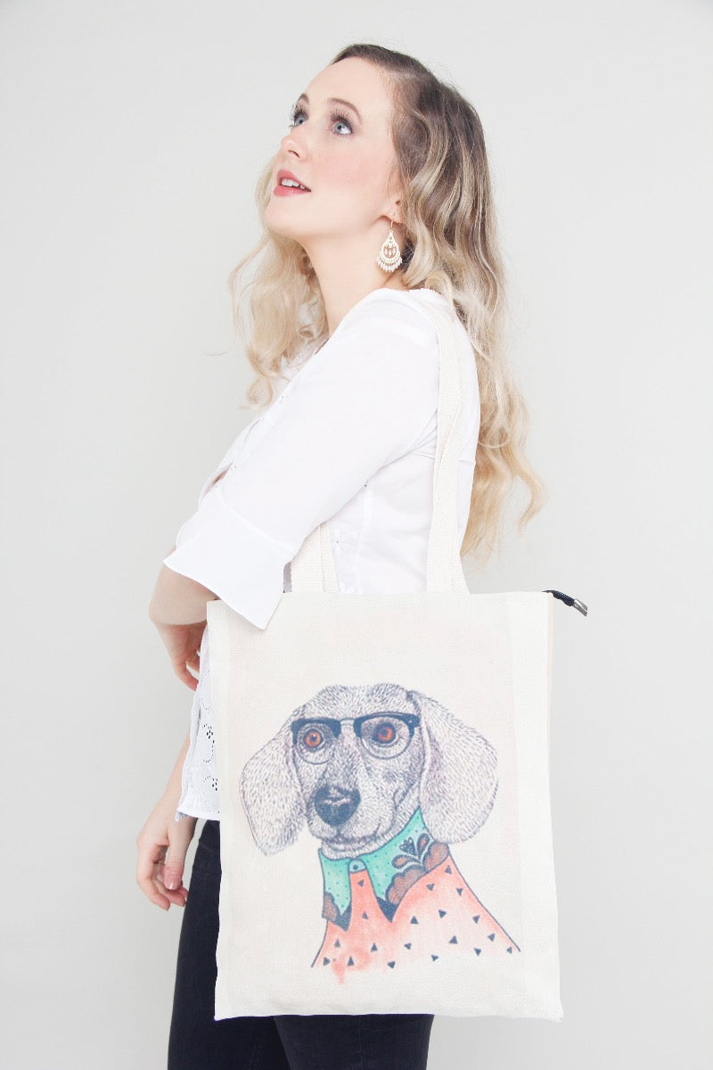 dog print shopping bag