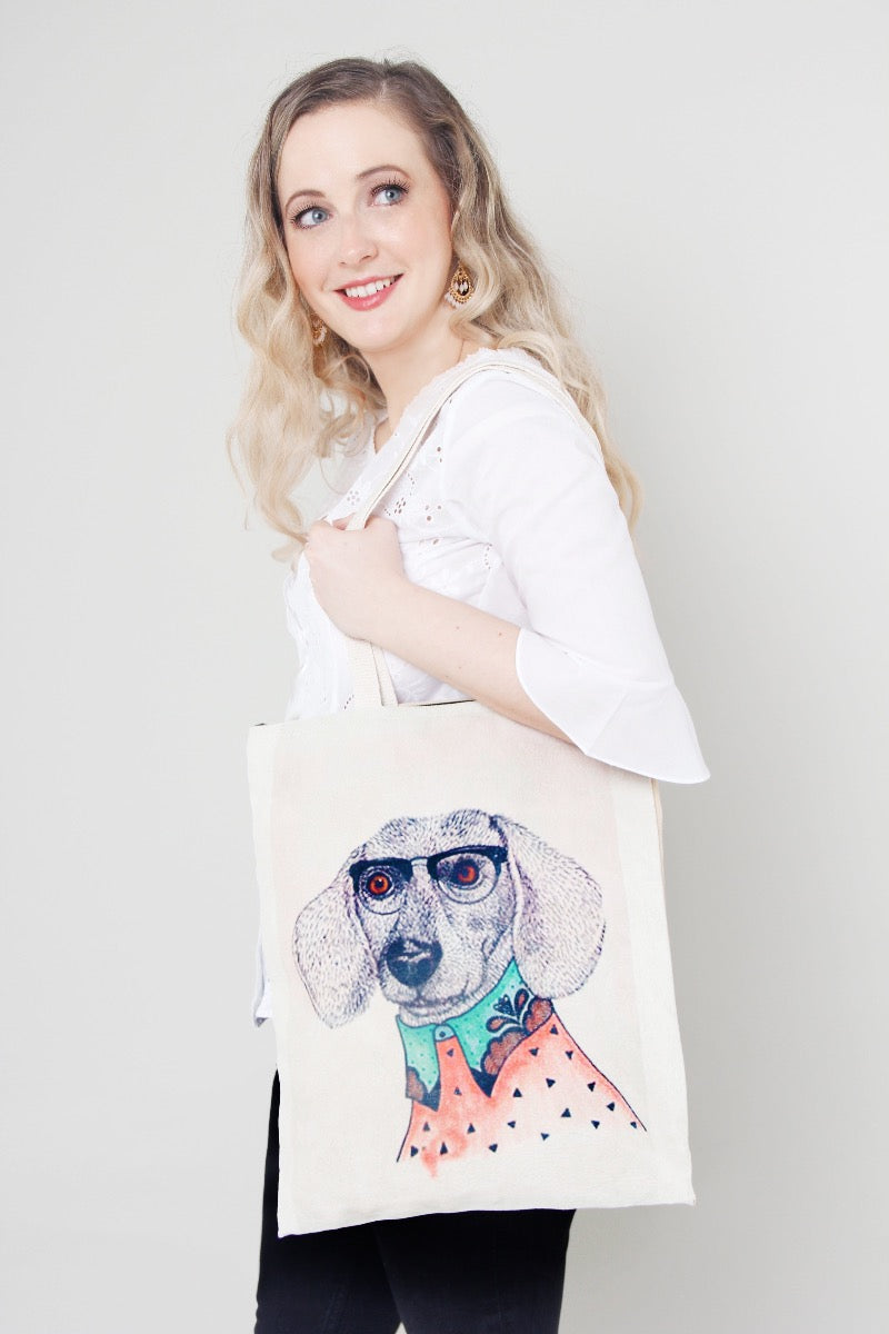 dog print shopping bag