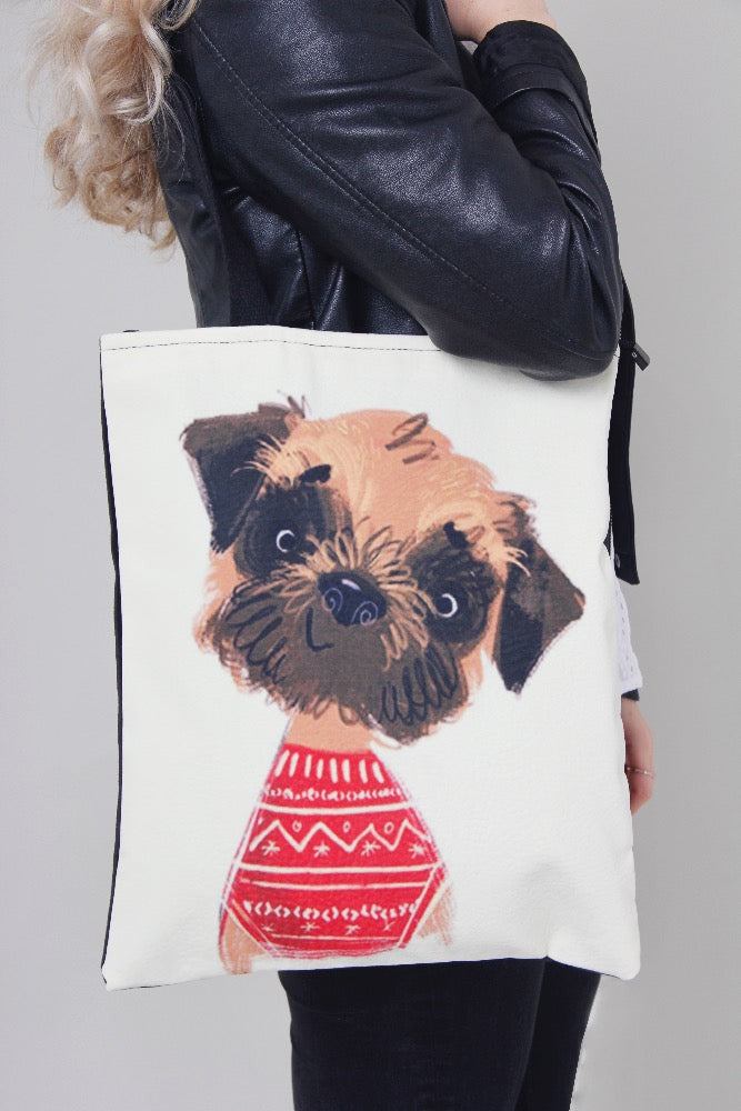 dog print shopping bag