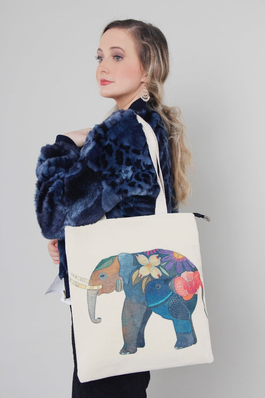 Elephant print tote bag