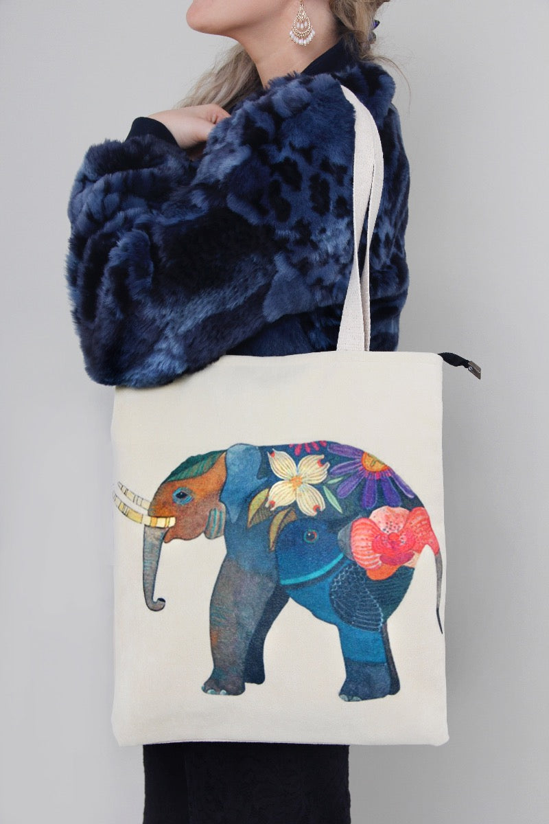 elephant print shopping bag