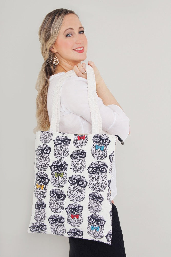 fun owl prints tote bag