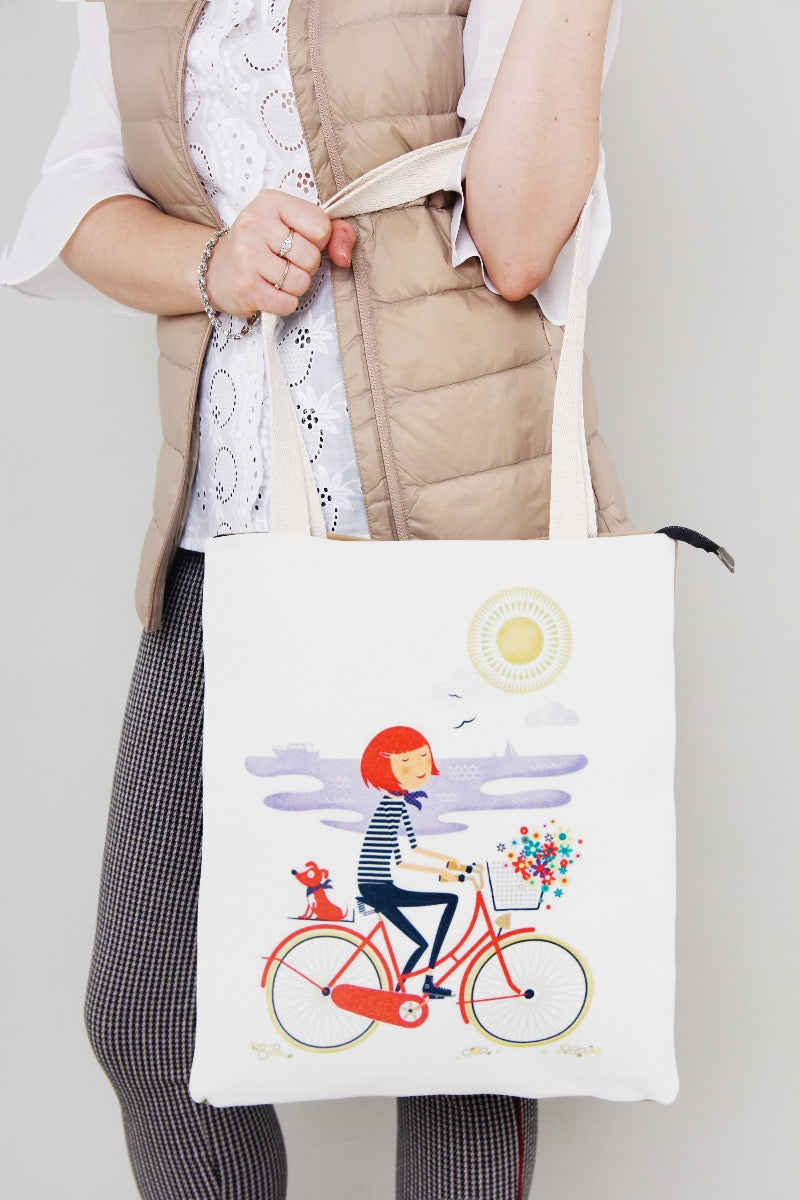 bicycle print tote bag