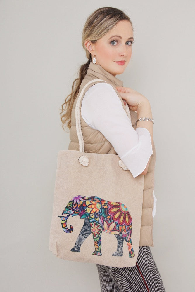 elephant print tote bag