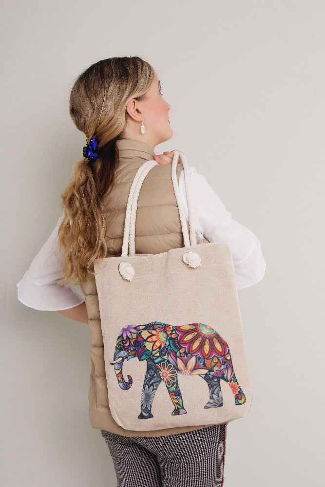 elephant print shopping bag