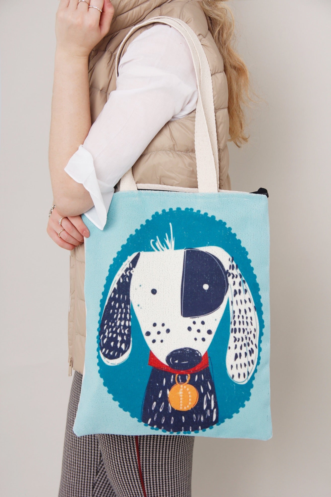 dog print shopping bag