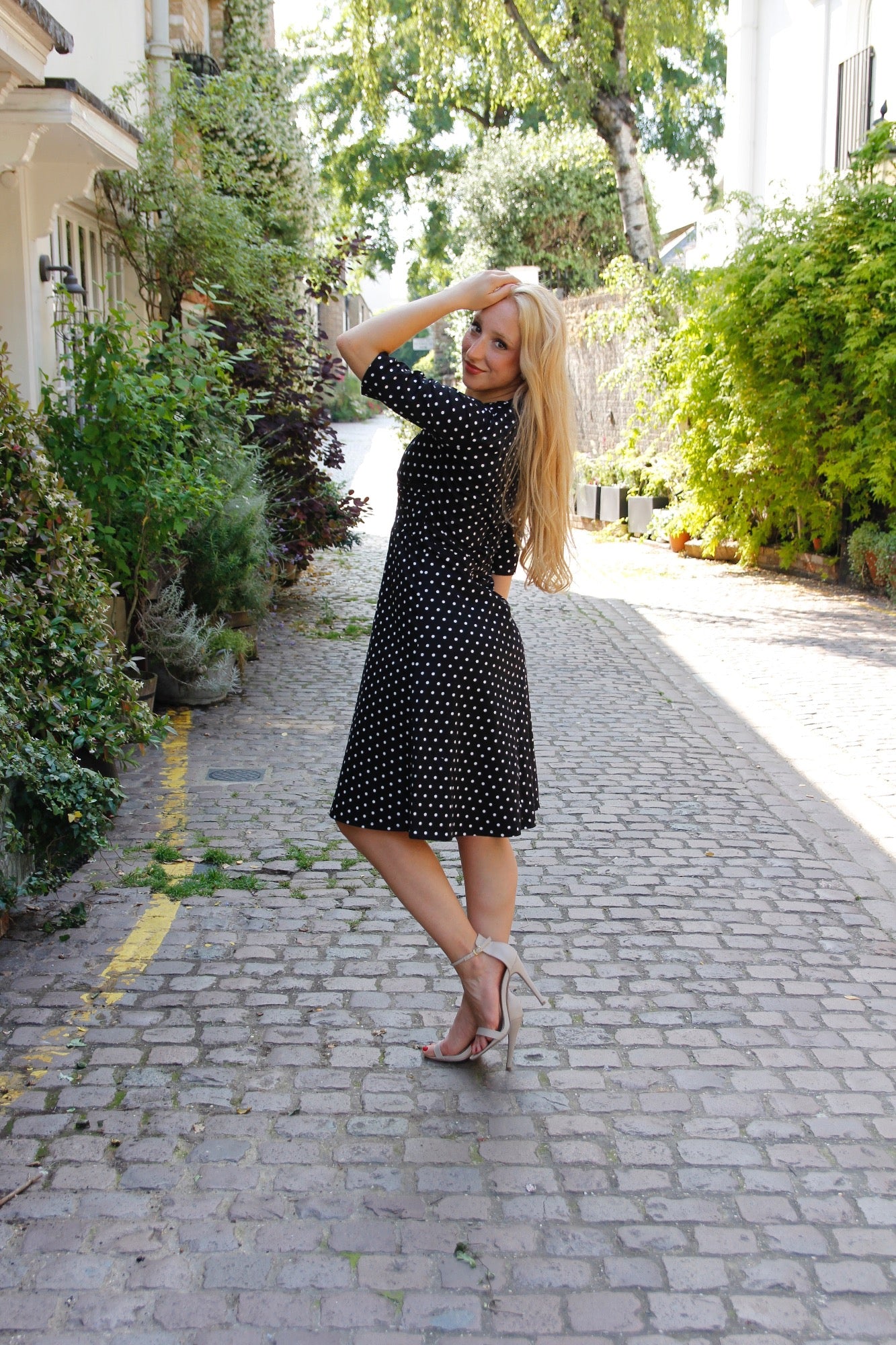 polka dot short sleeve dress