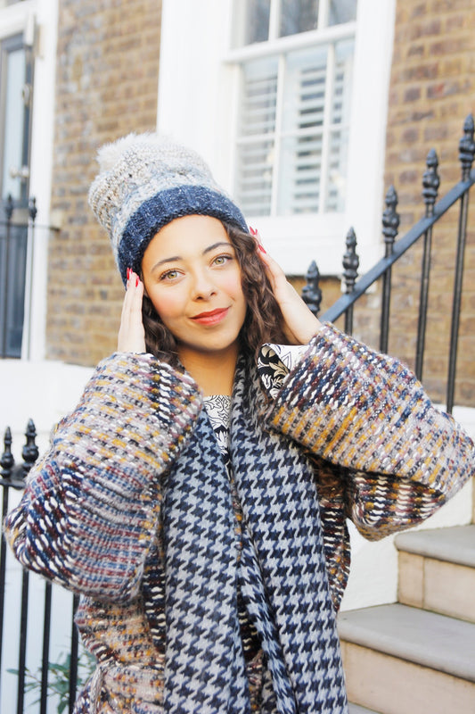 multi colour knitted beanie