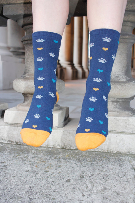 paw print cotton women's socks